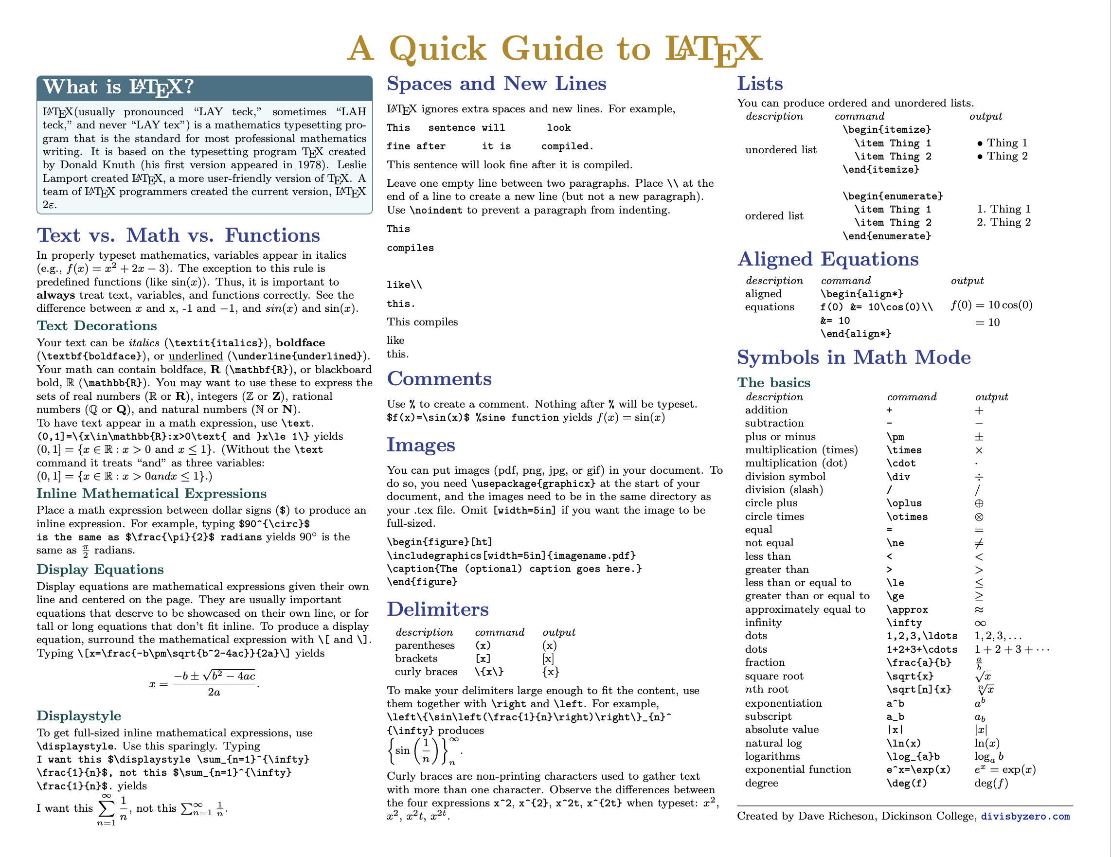 Cheat Sheet Page 1